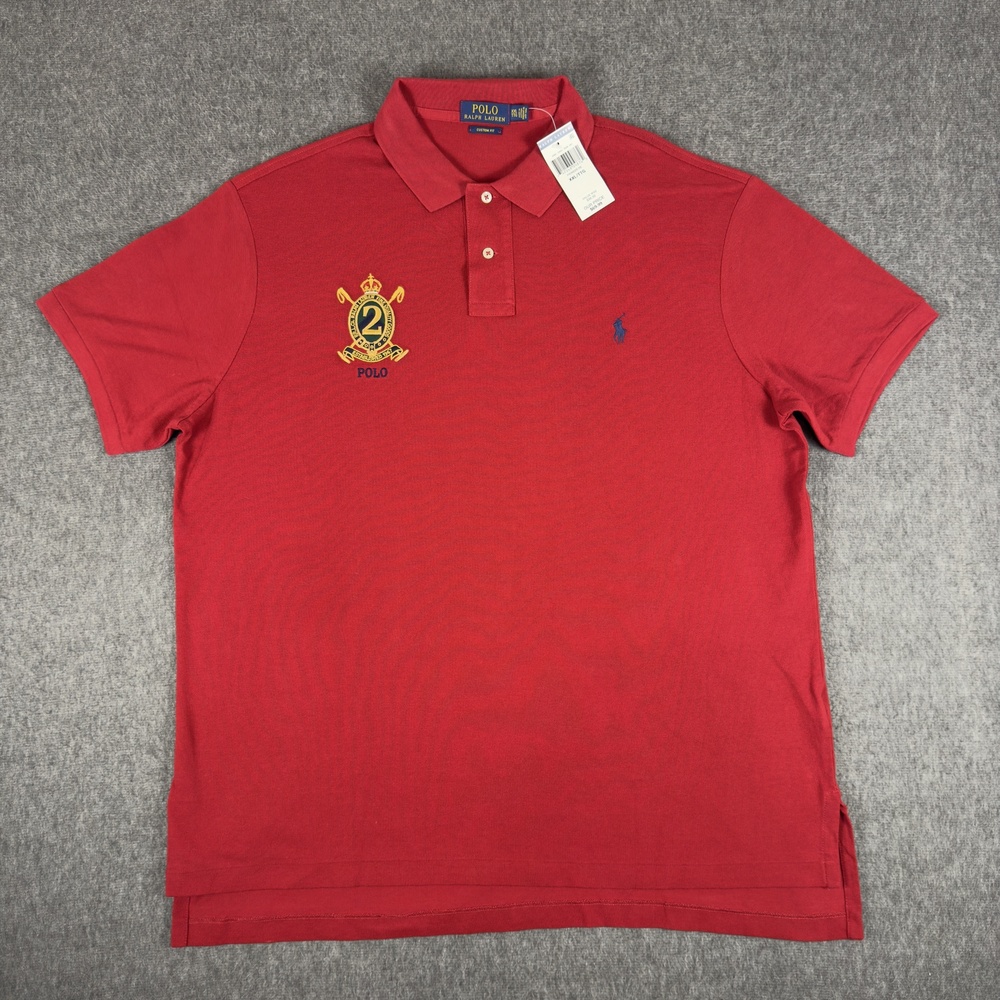 Polo Ralph Lauren Polo Shirt Mens 2XL Red Crest 2 Embroidered Cotton Knit Pique